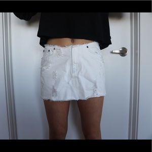 White Cropped Denim Skirt